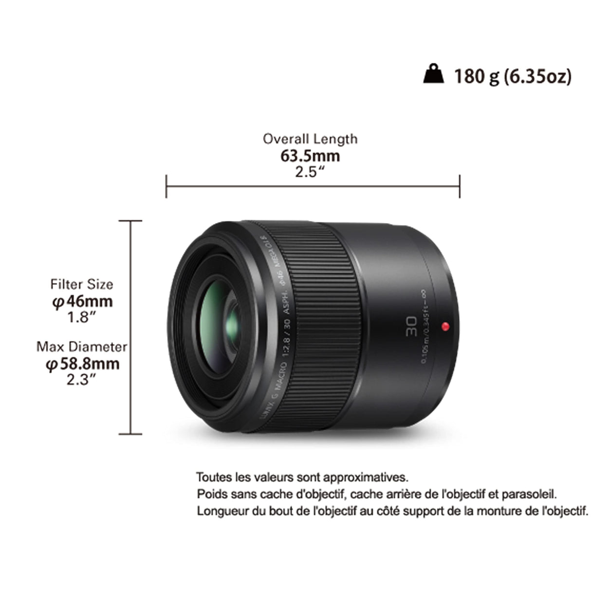 Panasonic LUMIX H-HS30 - Objetivo Macro para cámaras de montura M4/3 (Focal 30 mm, F2.8, tamaño filtro 46 mm, lentes asféricas, MEGA O.I.S), negro