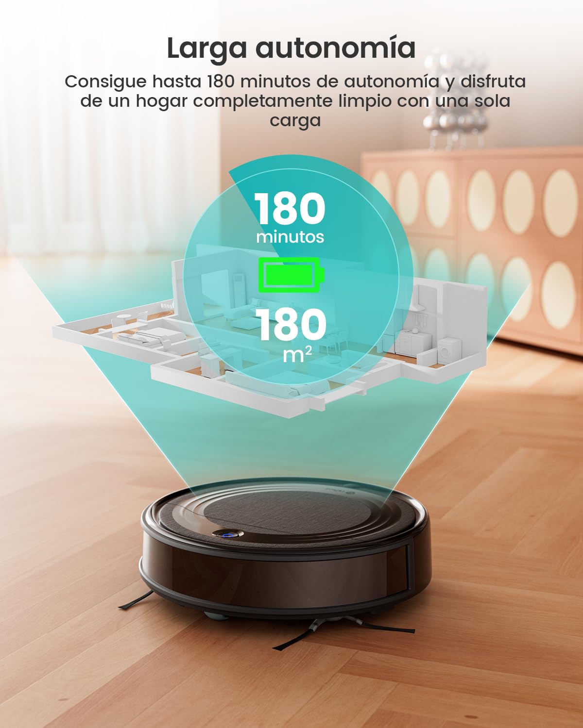 LEFANT Robot aspirador M310, 4500 Pa, superdelgado, con prevención precisa de obstáculos, tiempo de funcionamiento de 180 minutos, filtro HEPA, aspiradora robot WiFi para pelo de animales, alfombras y