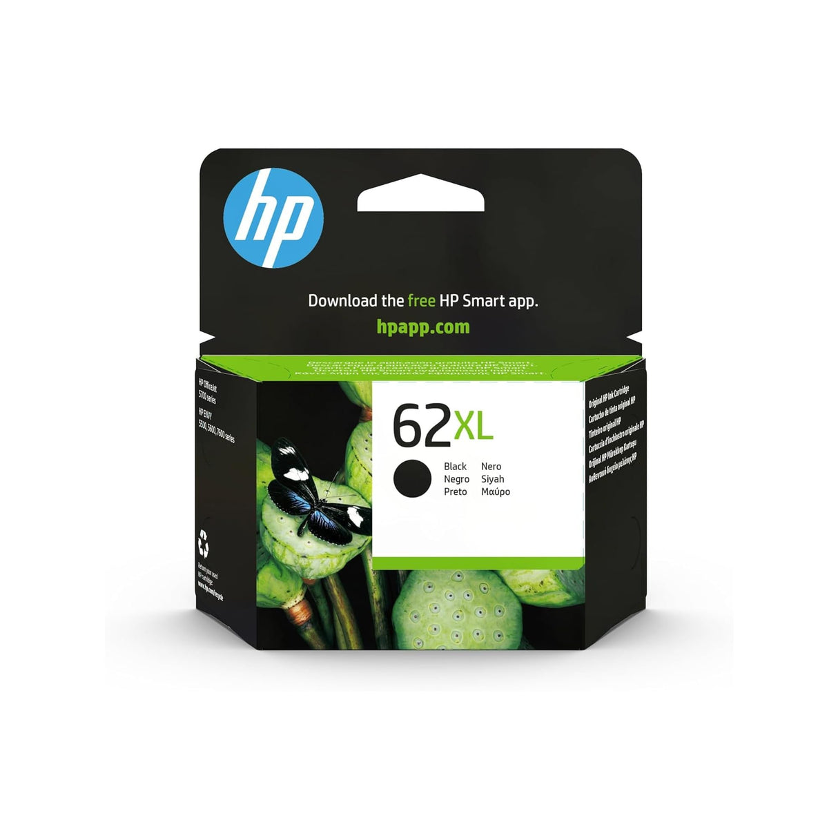 HP 62XL C2P05AE, Negro, Cartucho de Tinta de Alta Capacidad Original, compatible con impresoras de inyección de tinta HP ENVY 5540, 5640, 7640; OfficeJet 200, 250, 5740M