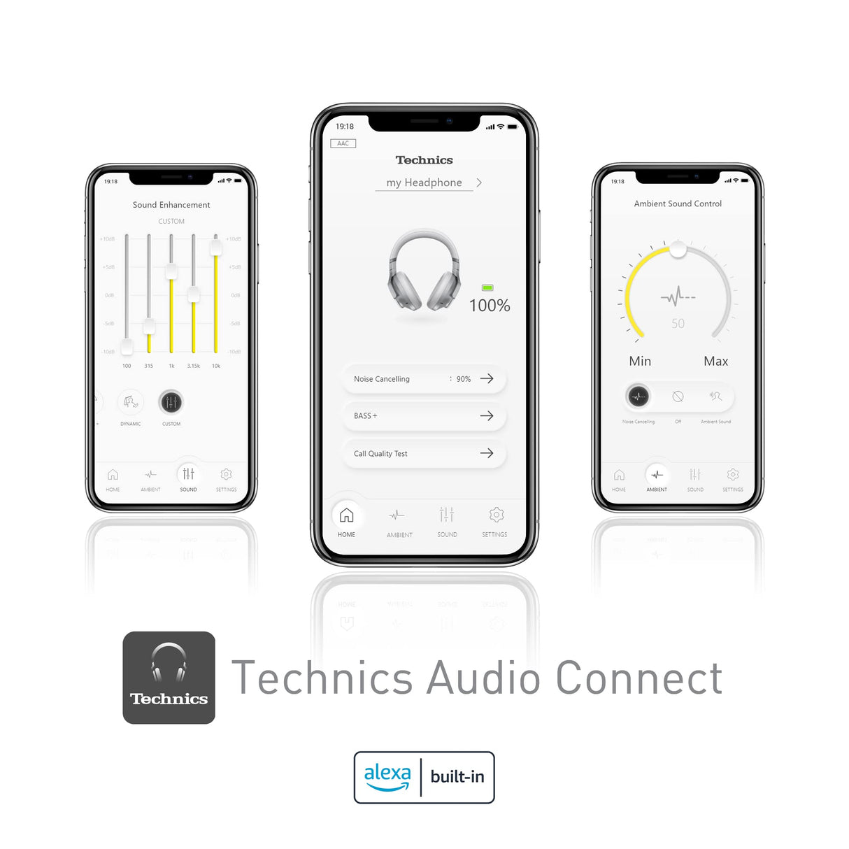 Technics EAH-A800E-S Auriculares Inalámbricos Bluetooth Over Ear, con Cancelación de Ruido y Micrófono, Hasta 50 Horas de Reproducción, Plata