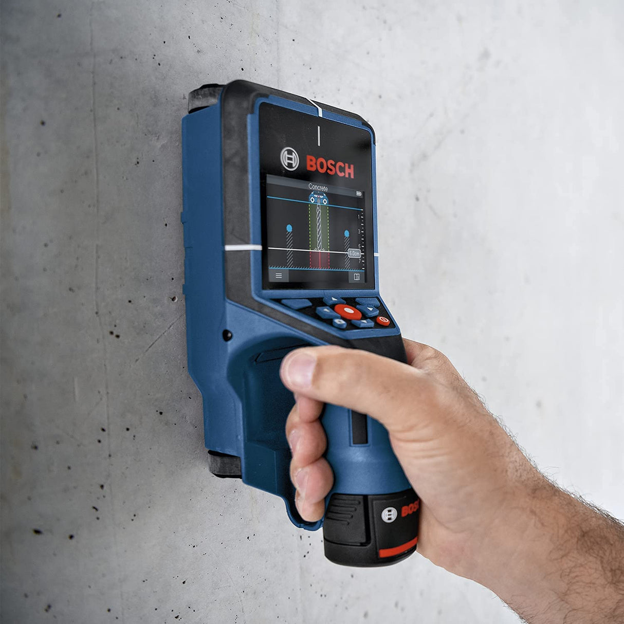 Bosch Professional Detector D-tect 200 C (detección de cables con y sin tensión, tuberías de metal y plástico, pernos de madera y cavidades, cable USB-C™, 4 pilas AA, bolsa protectora)
