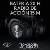 Logitech G PRO X LIGHTSPEED Auriculares inalámbricos para gaming con tecnología de filtro Blue VO!CE, transductores Pro-G de 50mm, DTS Headphone: X 2.0, 20+ horas batería, PC, PS5, PS4, Switch - Negro