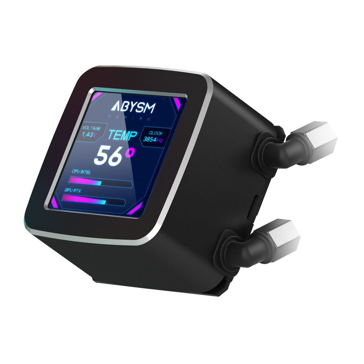 ABYSM Gaming Refrigeración Líquida OCEANIC 240 Black ARGB, con Pantalla LCD de 2,8’’ Personalizable, para Monitorear Temperatura del CPU, Velocidad de Ventiladores y Otros Parámetros