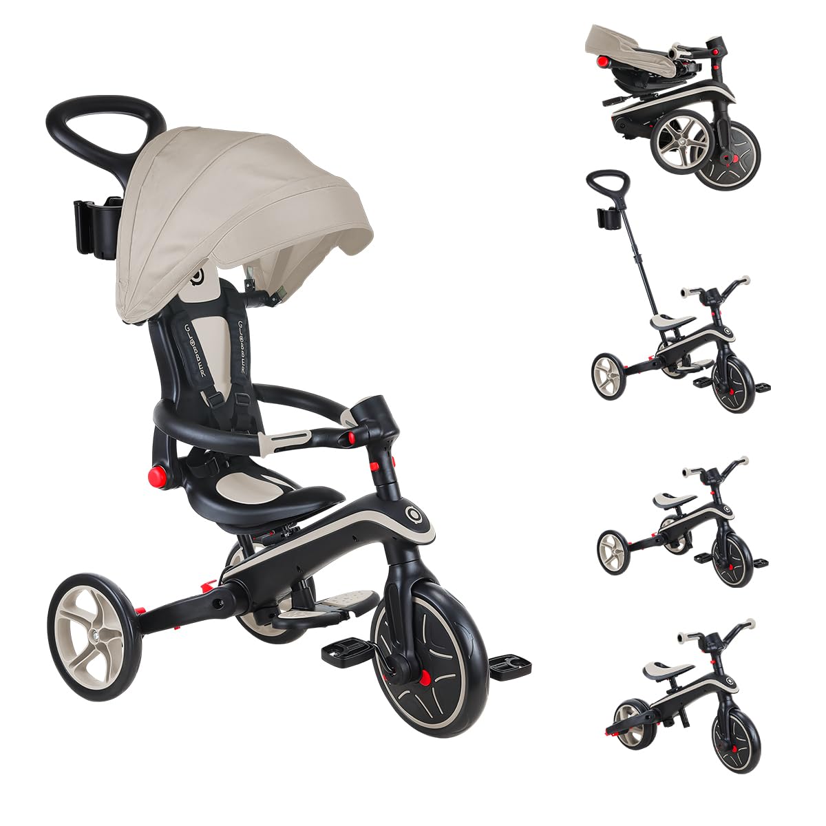 Trottinette enfant Globber Tricycle Explorer 4 en 1 Evolutif et Pliable Taupe