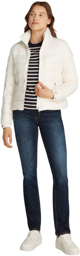 Tommy Hilfiger Cazadora acolchada Mujer Down Feminine Gloss ligera, Marfil (Ivory Petal), M