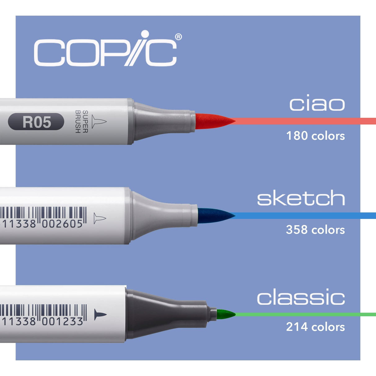 COPIC Sketch Set «72 Colors B», 72 piezas en expositor acrílico, rotulador doble con punta mediana y punta de pincel