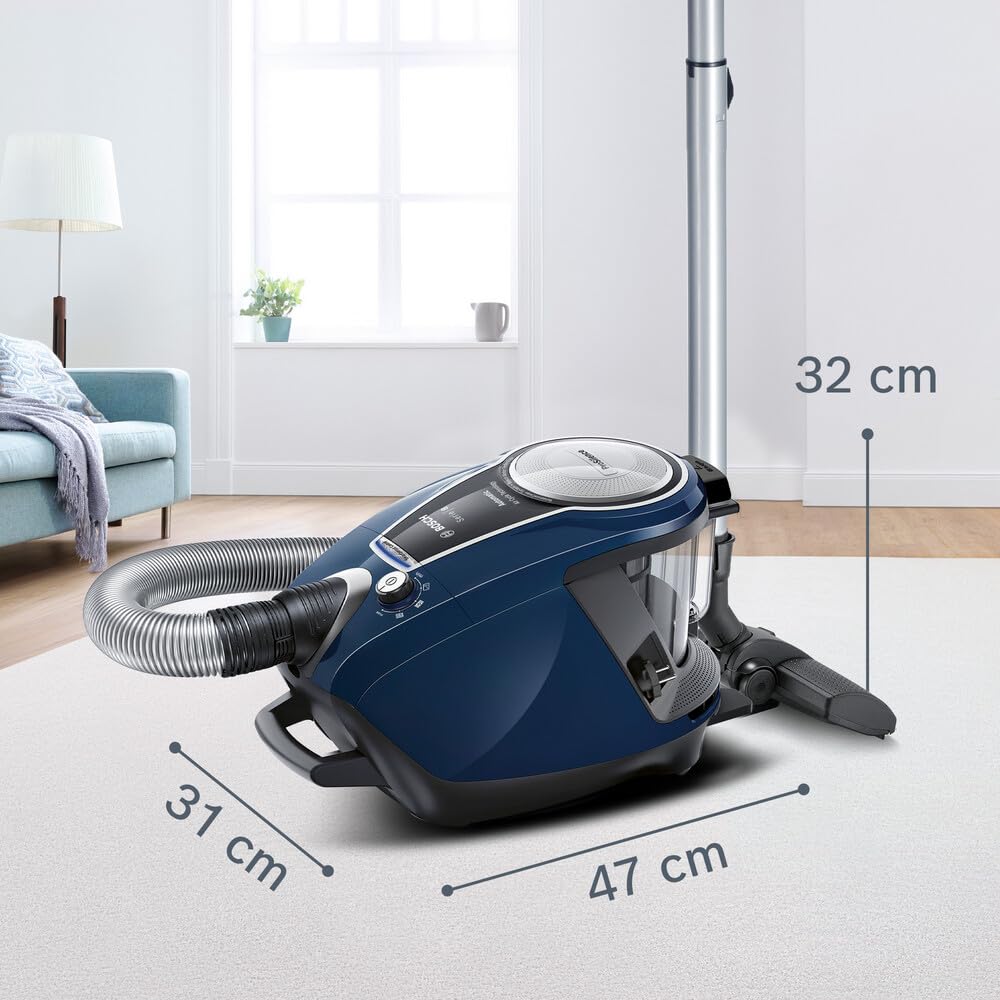 Bosch Hogar BGS7RCL Relaxx Ultimate Aspirador sin Bolsa, Extremadamente silencioso 68 decibelios, 700 W, 3 litros, Azul, azul
