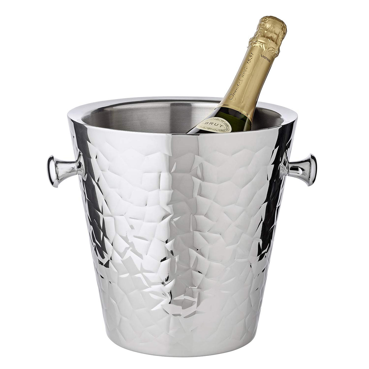 EDZARD Champanera/refrigerador de Botellas Capri, con Asas, Acero Inoxidable Muy Pulido, de Doble Pared, Exterior Estampado, Altura 23 cm, diámetro 22 cm