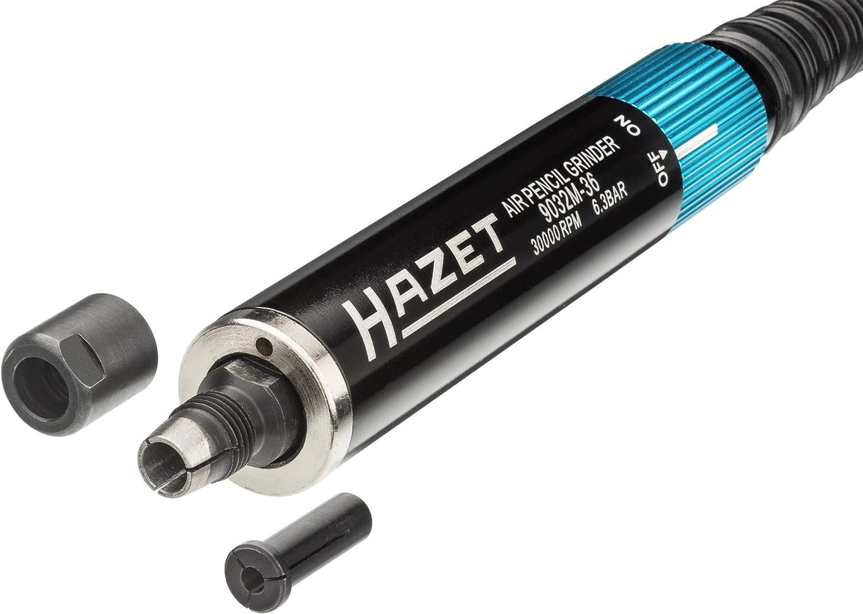 Miniesmeriladora de banco HAZET 9032M-36 I versión recta, rosca interior de 12,91 mm (1/4"), incl. tapón de acoplamiento I mecanizado preciso de piezas de trabajo en espacios reducidos
