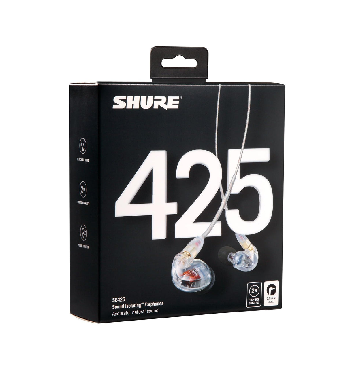 Shure SE425-CL auricular Intraaural Negro, Transparente - Auriculares (Intraaural, Alámbrico, 20 - 19000 Hz, 109 dB, 1,6 m, Negro, Transparente)