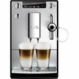 Melitta Solo&Perfect Milk E957-203, Cafetera Superautomática con Molinillo, Auto Capuchinador, 15 Bares, Café en Grano, Limpieza Automática, Personalizable, Plata