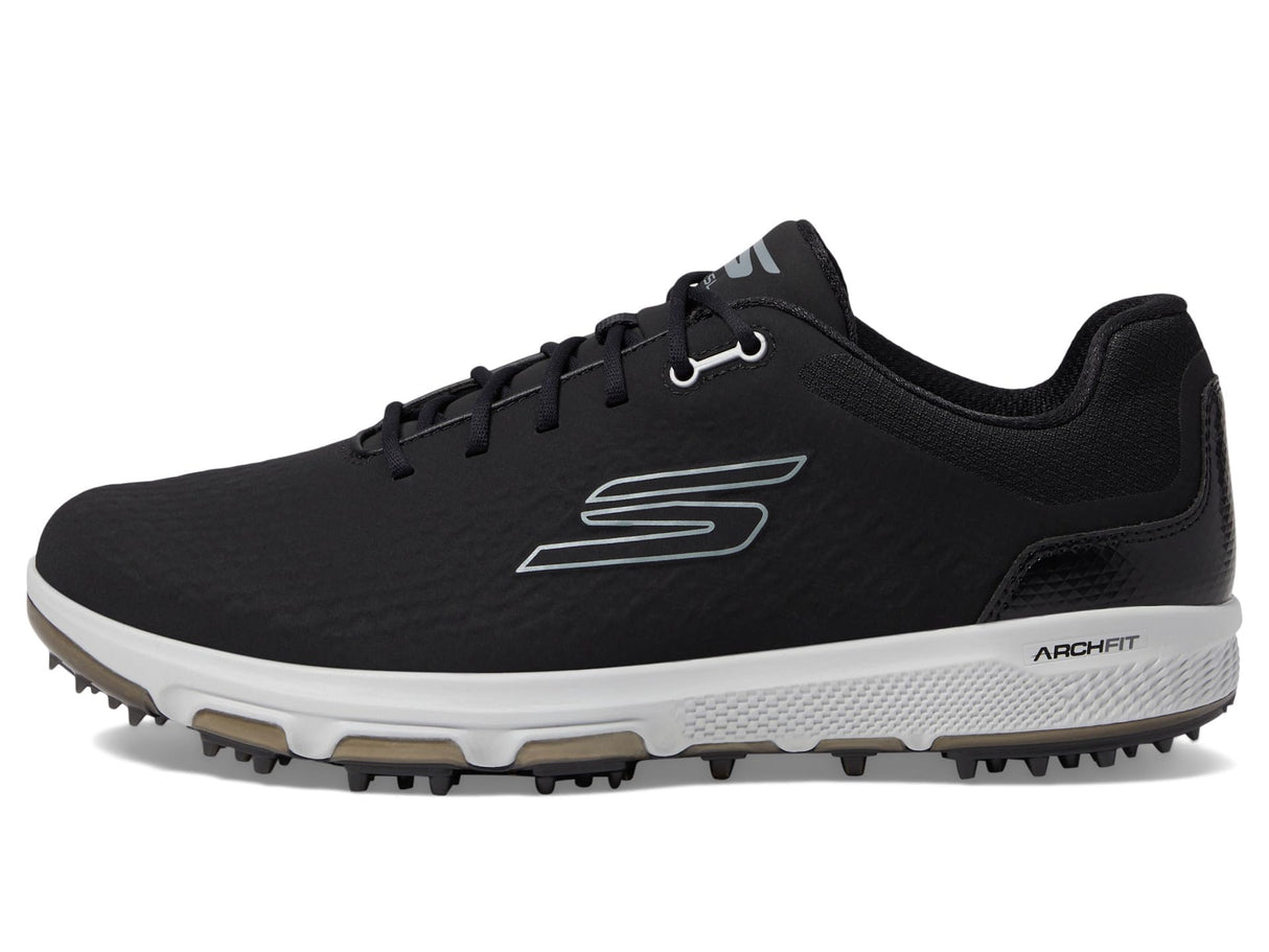Skechers Herren Pro 6 wasserdichter Golfschuh Sneaker, Schwarz/Grau, ohne Spikes, 45.5 EU