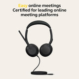 Jabra Evolve2 50 - Auriculares estéreo con Cable, tecnología AirComfort, micrófonos con cancelación de Ruido y cancelación Activa de Ruido, Certificado MS Teams, Funciona con Todas Las demás
