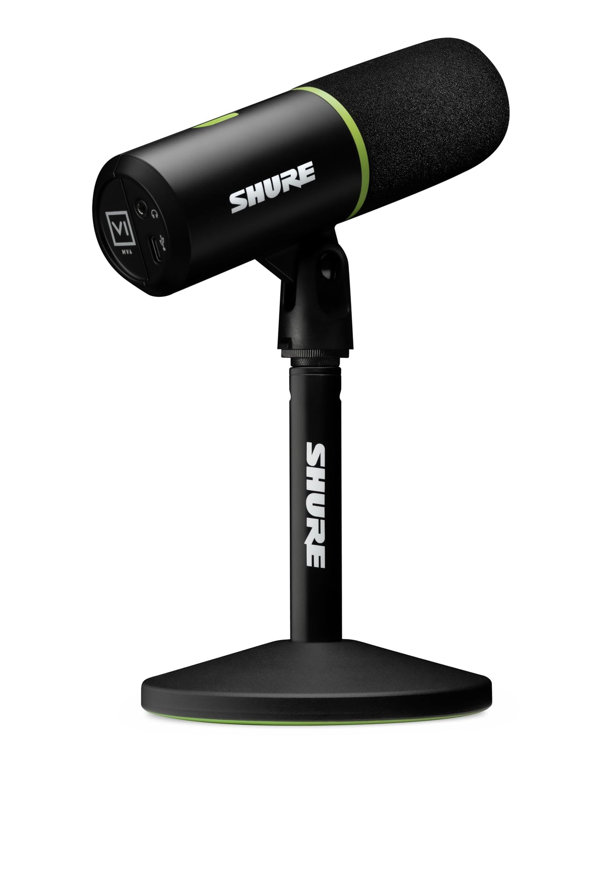 Shure MV6 Microfono par Juegos, Micrófono USB dinámico para PC para Juegos y Streaming - Soporte de Sobremesa de Base Redonda, Cancelación de Ruido de Fondo, Tap-to-Mute, 3.5mm Salida