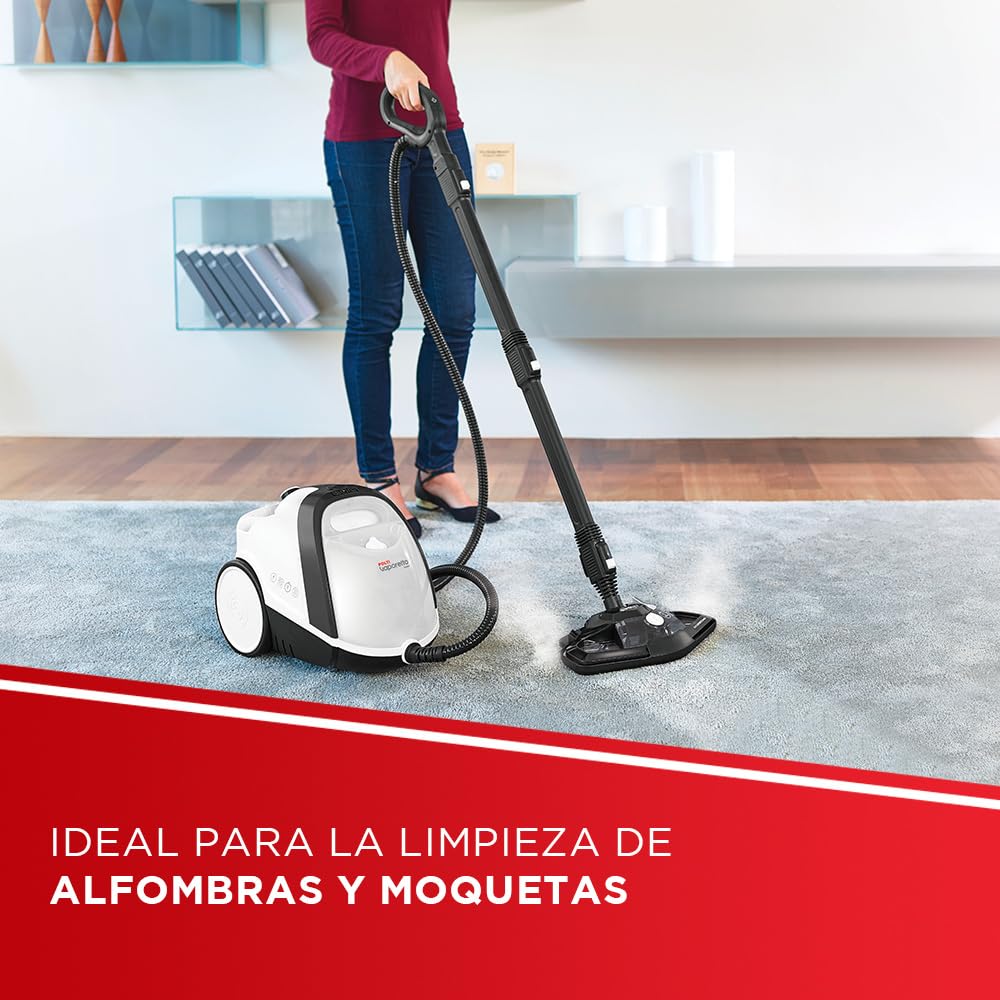 Polti Vaporetto Smart 120, Limpiador a Vapor con Caldera, 4 Bares de Presión, Potencia Máxima 1500 W, Depósito Extraíble de 2 L, Calentamiento en 2 Minutos, 14 Accesorios incluidos, Blanco y Negro