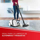 Polti Vaporetto Smart 120, Limpiador a Vapor con Caldera, 4 Bares de Presión, Potencia Máxima 1500 W, Depósito Extraíble de 2 L, Calentamiento en 2 Minutos, 14 Accesorios incluidos, Blanco y Negro