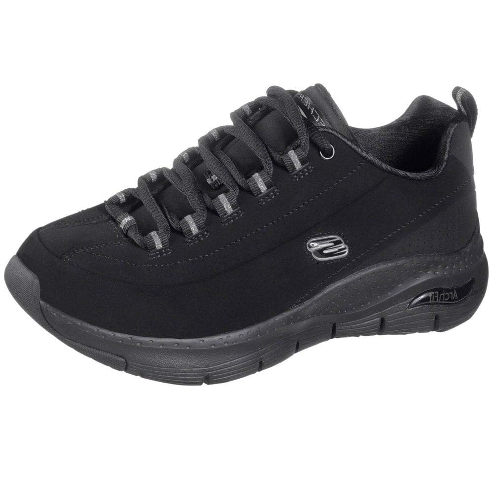 Skechers ARCH FIT METRO SKYLINE, Zapatillas para Mujer, Black Trubuck / Silver Trim #L, 37 EU