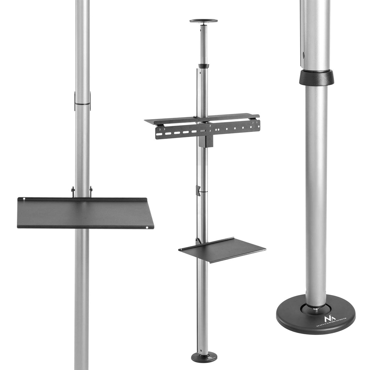 Maclean MC-791N Soporte para TV con Estante Montaje en el Techo y Suelo TV OLED QLED LCD LED 37-70 Pulgadas máximo VESA 600x400 hasta 30 kg