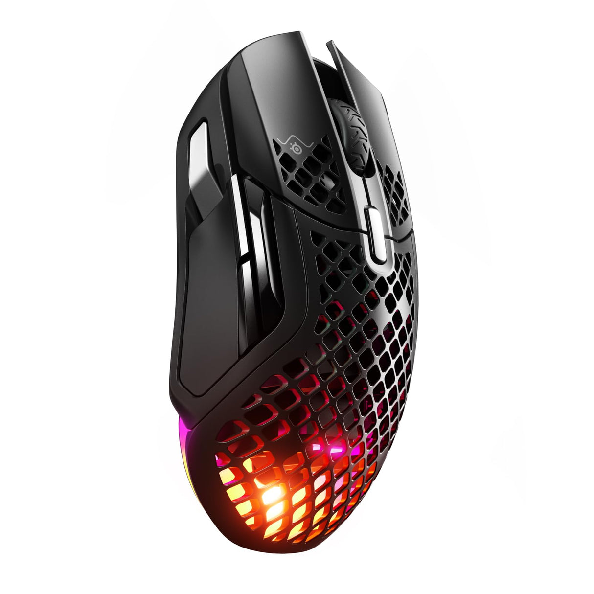 SteelSeries Aerox 5 Wireless - Ratón gaming perforado RGB - Diseño ultraligero resistente al agua - 9 botones - Bluetooth/2,4 GHz - Sensor óptico TrueMove Air 18K DPI