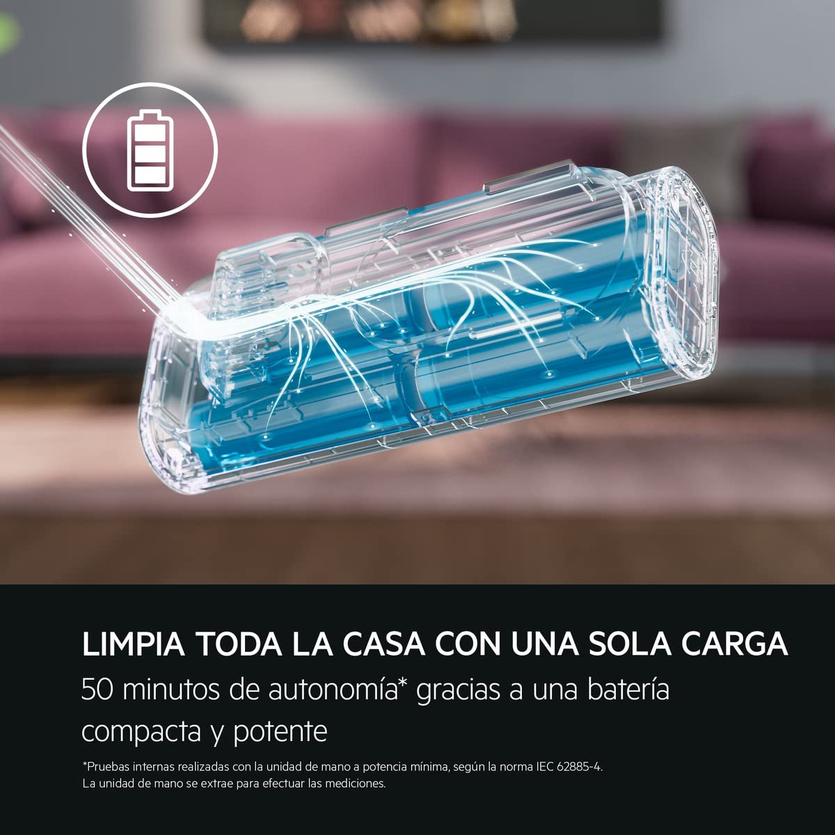 AEG AP71A142XN Aspiradora Sin Cable, 14,4 V, Autonomía de 50 min, Batería Extraible, Filtración en 5 Etapas, 4 Velocidades, Aspirador Escoba 2 en 1, Incluye Accesorios, Azul Denim