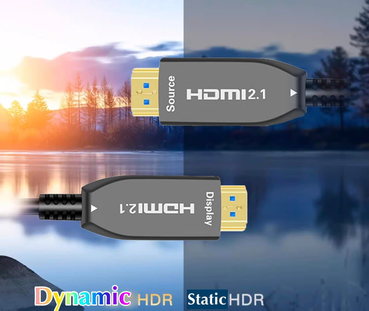 Elfcam-8K-Cable HDMI a fibra óptica 120M(48 Gb/s, eARC VRR, ultra alta definición, para cine y juego, chip alemán Silan+láser V26, fibra resistente a las plegadas–compatible con PS5, Xbox, PC y TV 8K