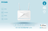 Router 4G D-Link G416/E, 4G+ LTE Cat 6 300Mbps, Wi-Fi 6 1500 Mbps, WiFi Mesh Inteligente, Optimizador tráfico, Puertos Gigabit, Control Desde App, WPA3, Control Voz Alexa/Google