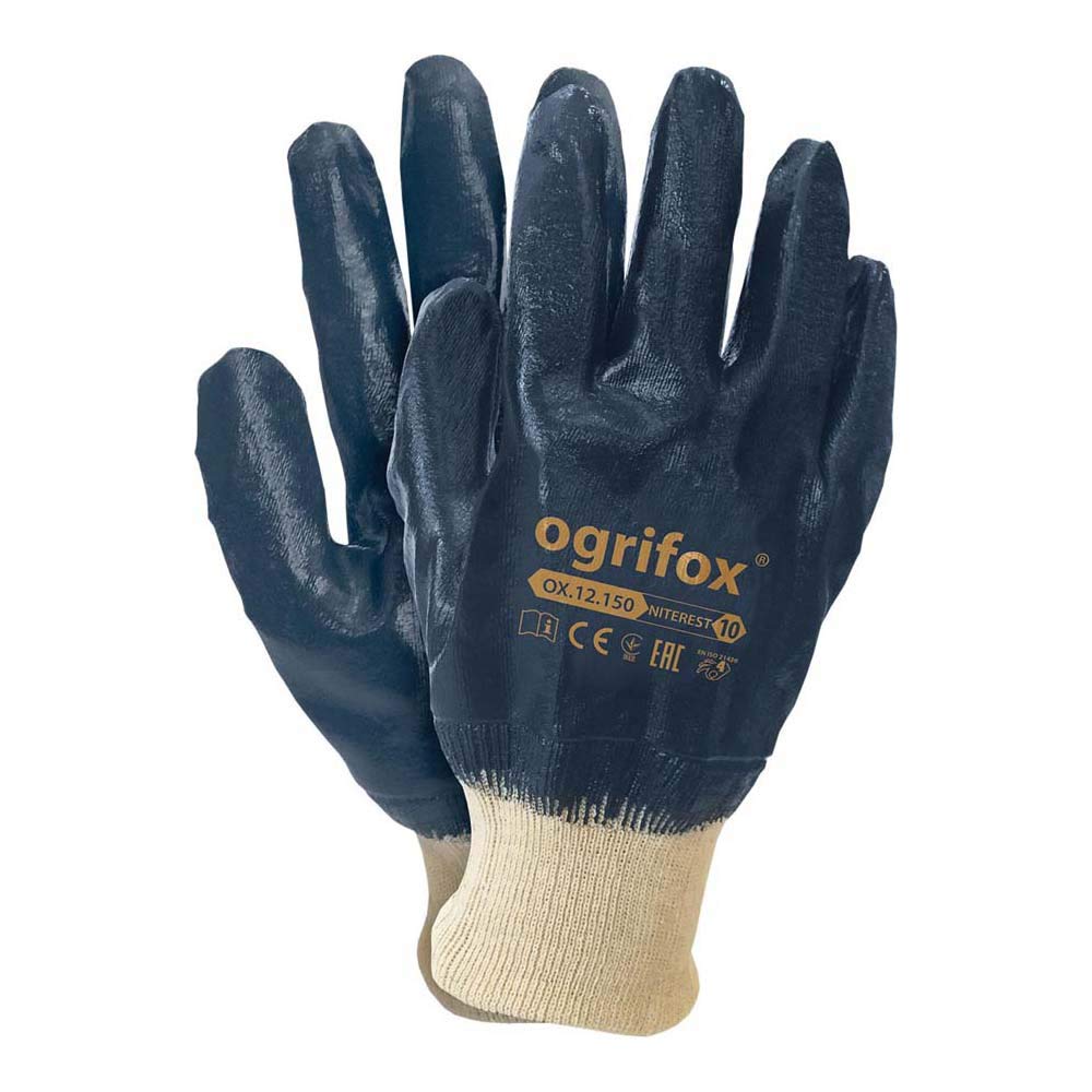 Ogrifox OX-Niterest Guantes de protección, Ox.12.150 Niterest, beige-azul marino, 10 tamaños, 240 unidades