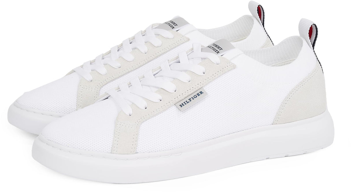 Tommy Hilfiger Sneaker con Suela Vulcanizada Hombre Light Knit Seasonal Elegante, Blanco (White), 43