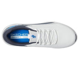 Skechers MAX 2 Arch Fit Zapatillas de Golf Impermeables sin Clavos para Hombre, White/Navy Blue, 43 EU