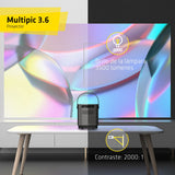 OVERMAX Multipic 3.6 Proyector, proyector portátil de hasta 150", Home Cinema HD 720p, 3500 lúmenes, WiFi, relación de Aspecto: 16:9, 4:3, 2 Altavoces estéreo, HDMI, USB, AV, Salida DE Audio, IR