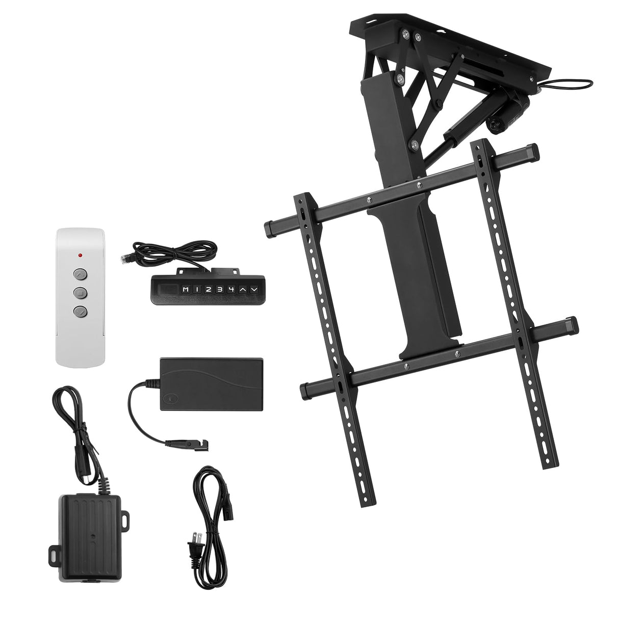 VEVOR Soporte para TV de Techo motorizado, Marco Soporte para TV Dimensiones de 813 a 1651 mm, Marco Porta televisión Plegable Ajustable con VESA máx. 60 x 60 cm, Carga máx. 40 kg
