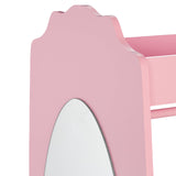 Relaxdays Perchero Infantil, 5 Compartimentos, Colgador de Ropa Niñas, con Gancho y Espejo, 107 x 97,5 x 61 cm, Rosa, Tablero de Fibras