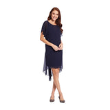 Adrianna Papell Chiffon Overlay Short Dress Vestido de cóctel, Azul Marino, XL para Mujer