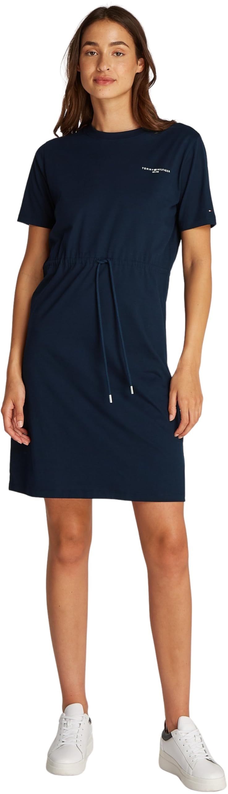 Tommy Hilfiger Vestido Tipo Camiseta de Algodón para Mujer, Azul (Dark Night Navy), XXL