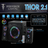BERSERKER Thor Altavoces 2.1 con Iluminación RGB, 55W RMS, Bluetooth/USB/AUX, Negro