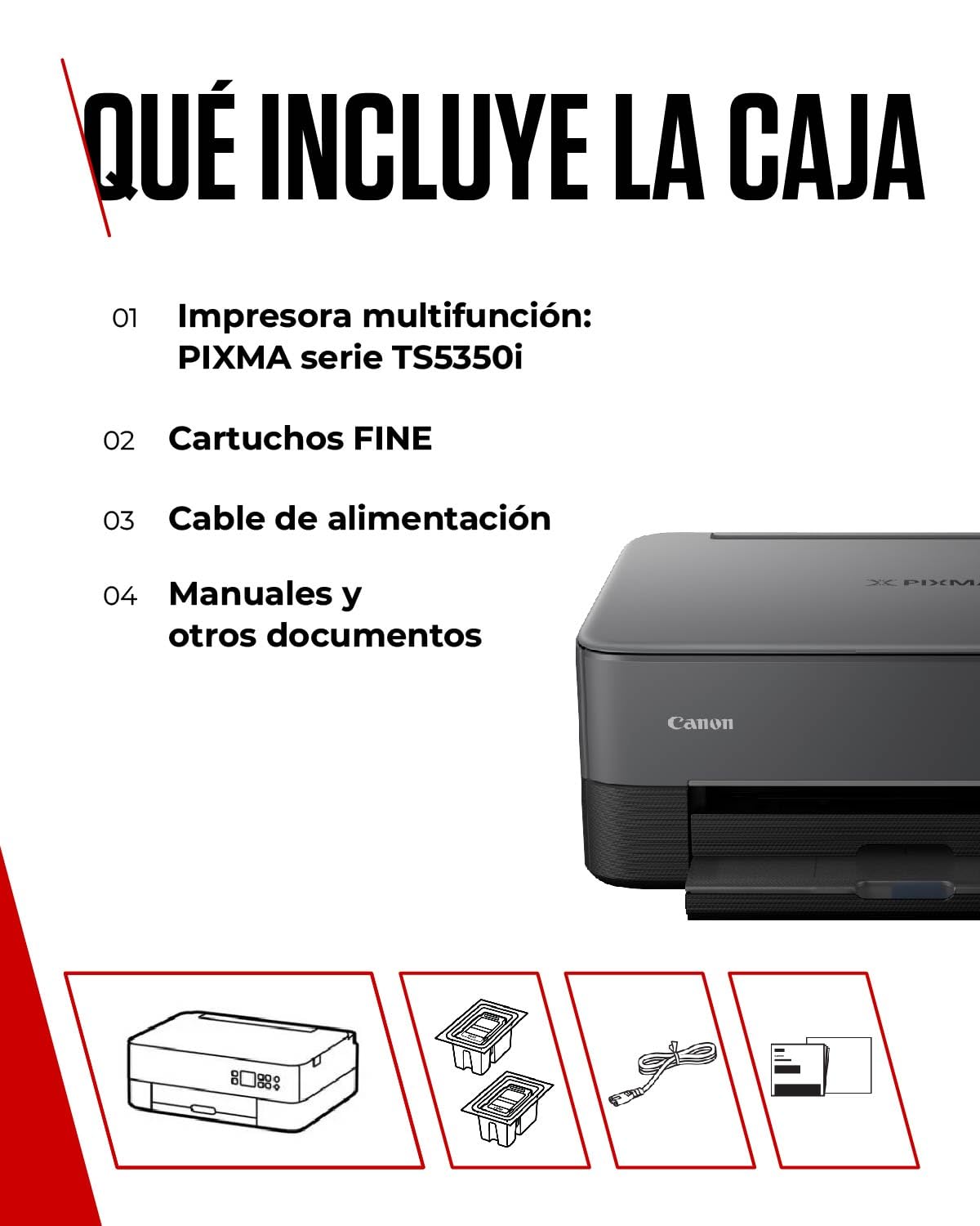 Canon PIXMA TS5350i – Impresora Multifunción para Uso Doméstico con Pantalla OLED | Conexión Inalámbrica desde tu Smartphone | Con PIXMA Print Plan