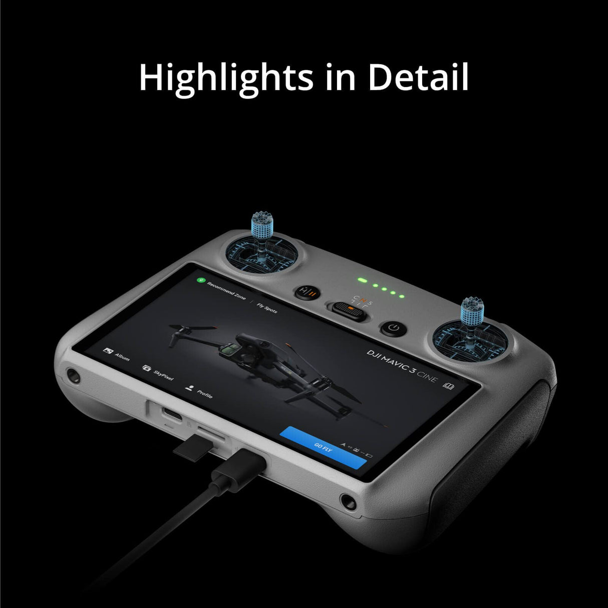 dji RC - Control Remoto para dji Mavic 3 Classic/dji Mavic 3/dji Mavic 3 Cine/dji Mini 3 Pro/dji Air 2S, Cuerpo Ligero, Pantalla FHD, 4 h de batería, palancas de Control de precisión, transmisión O3+