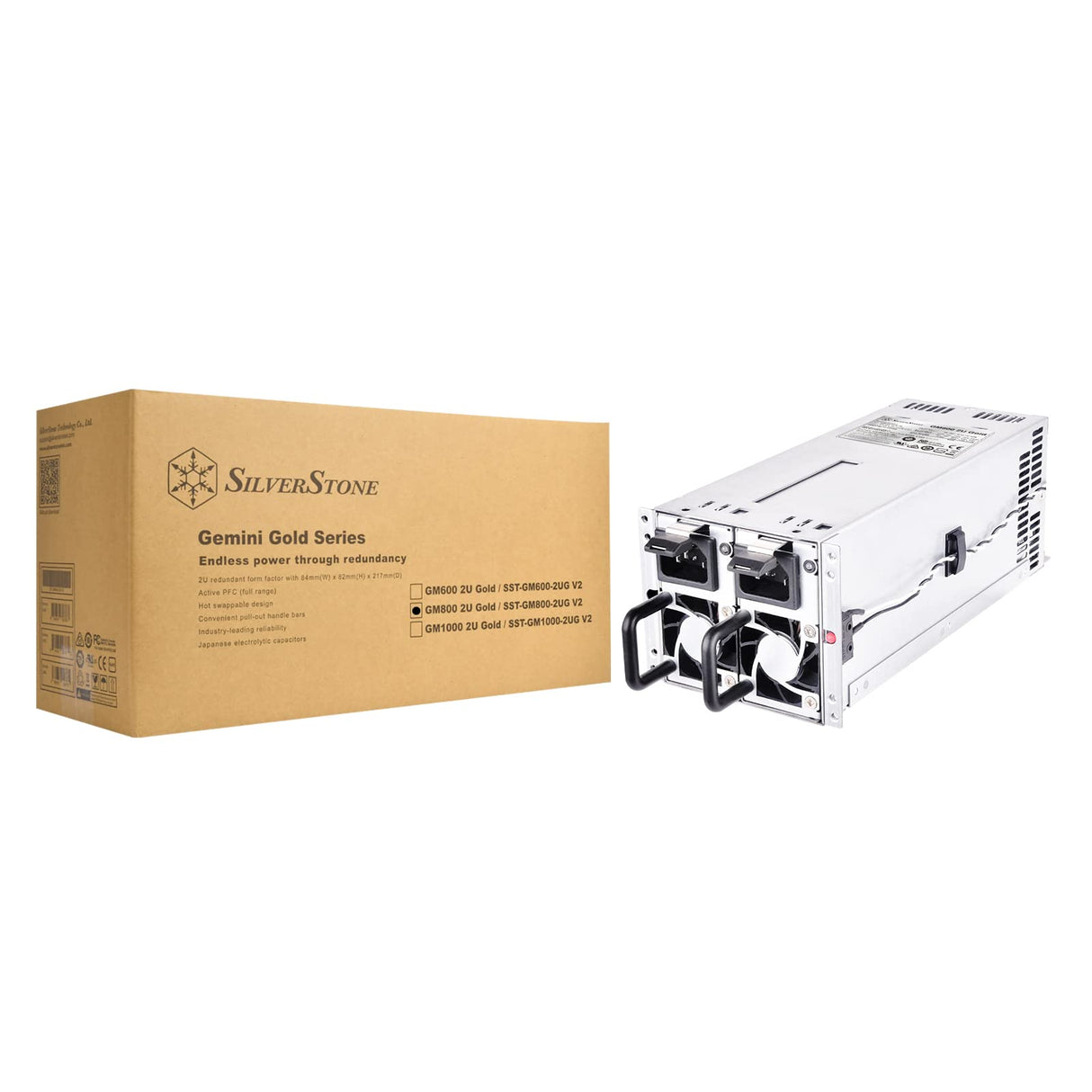 Silverstone GM800 2U Gold, Fuente de alimentación 2U redundante Cybenetics Gold 800W, SST-GM800-2UG V2
