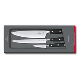 Victorinox Grand Maître, set de cocina profesional, 3 piezas, afilado recto, extra afilado, mango de plástico robusto, negro