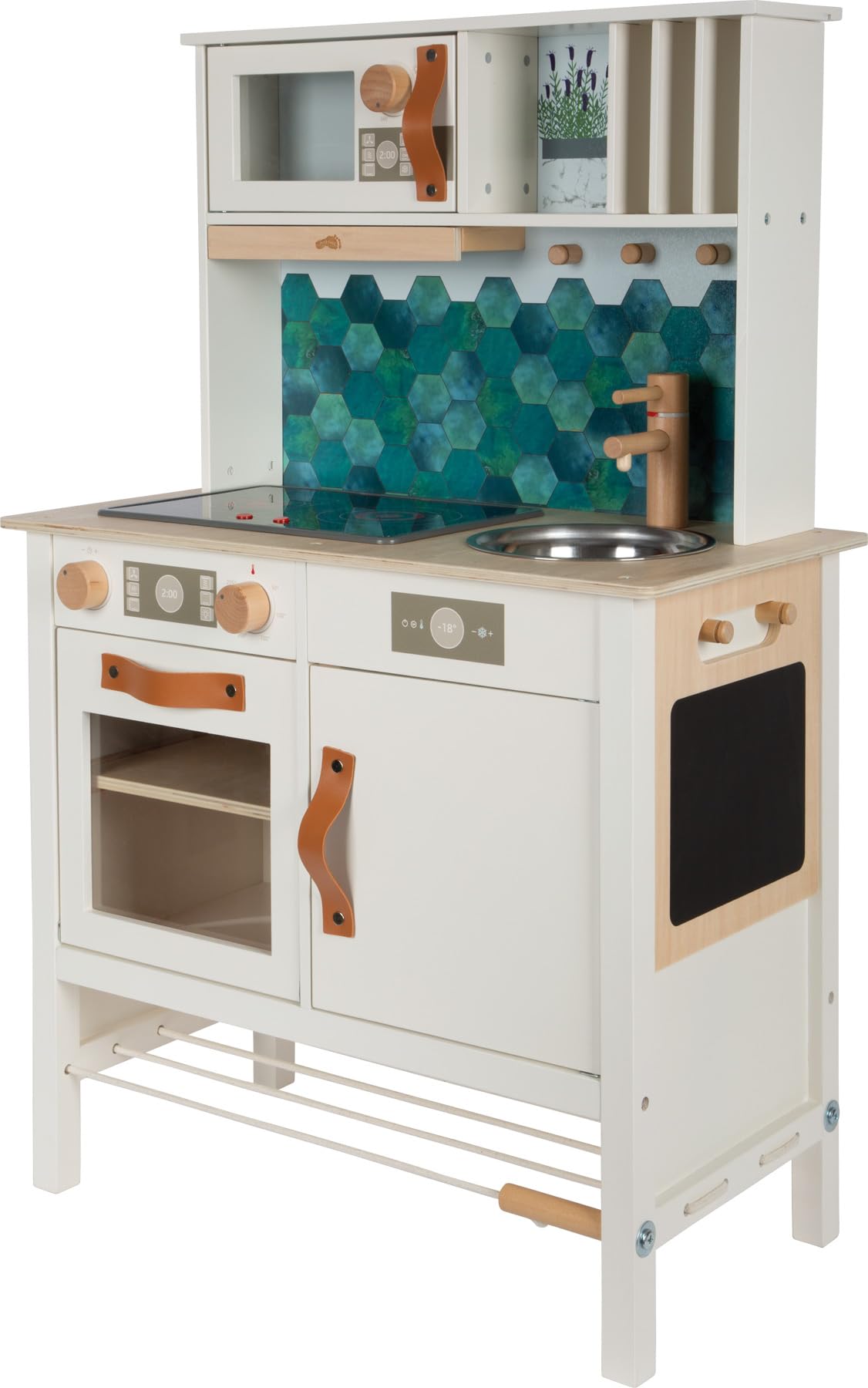 small foot Cocina Infantil Blanco Tasty, Madera Placa luz Sonido, Incl. Acc.de 5 Uni, de 3 años, 12673, Color Colorido