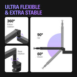 Elgato Wave Mic Arm Pro - Brazo de Perfil Bajo Giratorio 360° con suspensión de Gas para Micrófono, Compatible con micros Elgato/Shure SM7B/HyperX/Rode/Blue Yeti y más, Para Broadcasting/Podcasting