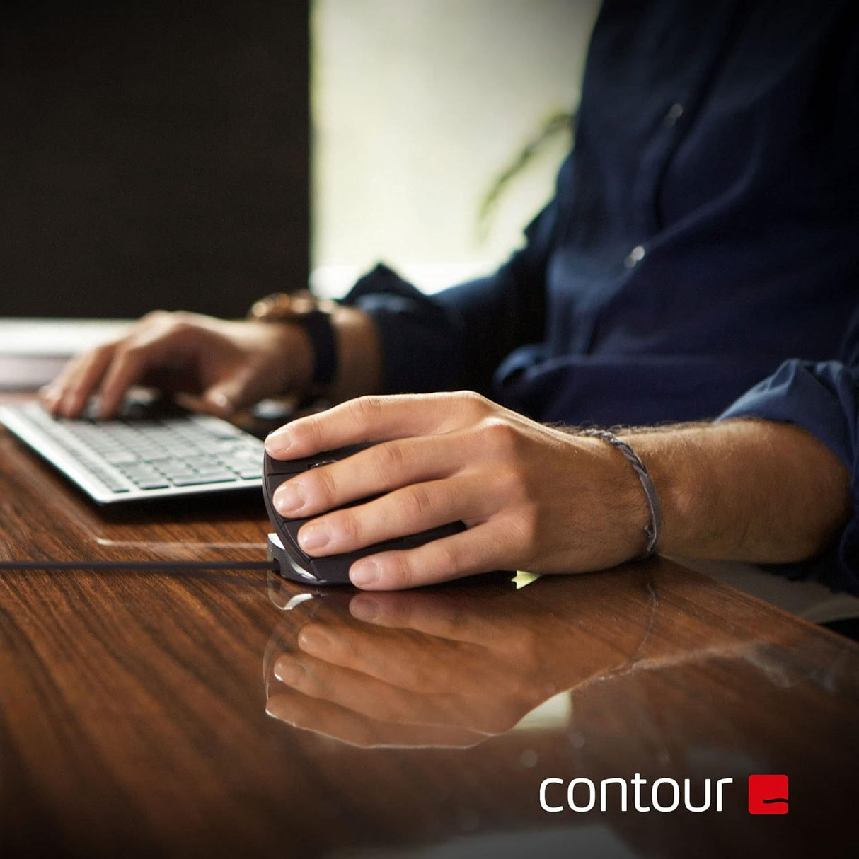 Contour Unimouse | Ratón de Juego ergonómico | Ratón con Cable | Ratón Vertical para Zurdos | Ángulo de 35 a 70 Grados | 6 Botones + Desplazamiento | para Windows y Mac Negro