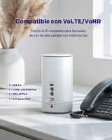 STRONG Router 5G SIM WiFi 6 AX3000 CPE, hasta 3.2 Gbps, 2.5GE WAN/LAN & 1GE LAN, RJ11 VoIP/VoNR, Compatible con Mesh, Chipset Qualcomm (5GROUTERAX3000)
