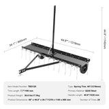 VEVOR Cortacéspedes de Remolque detrás de 1219 x 1140 x 865 mm con 24 Púas de Acero con Resorte, Rastrillo de Césped para ATV o Cortacésped, con Mango de Elevación para Césped de Granja de Jardín