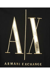 Armani Exchange Icon, Maxi Front Logo, Crew Neck, Sudadera de los Hombres, Black, Small