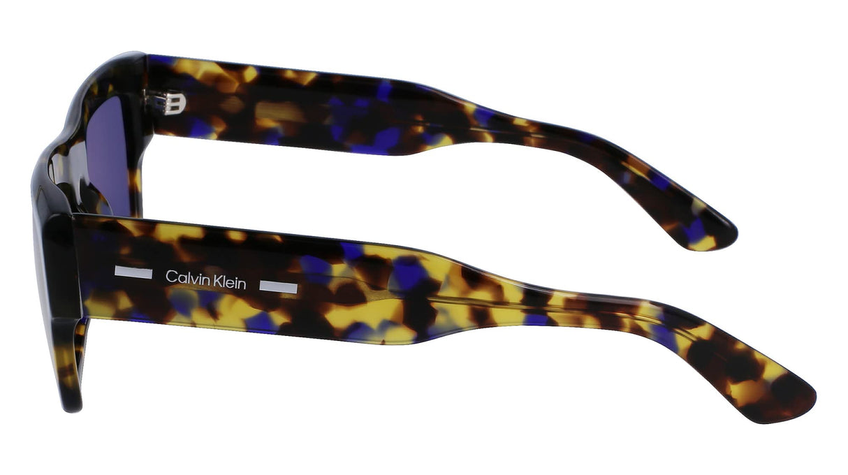 Calvin Klein Unisex Adult Sunglasses CK23504S - Havana Blue with Blue Solid W Gold Flash Ar Green Lens