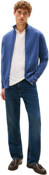 Tommy Hilfiger Jersey con cremallera Hombre Essential Cotton Zip Thru con cuello alto, Azul (Aegean Sea), M