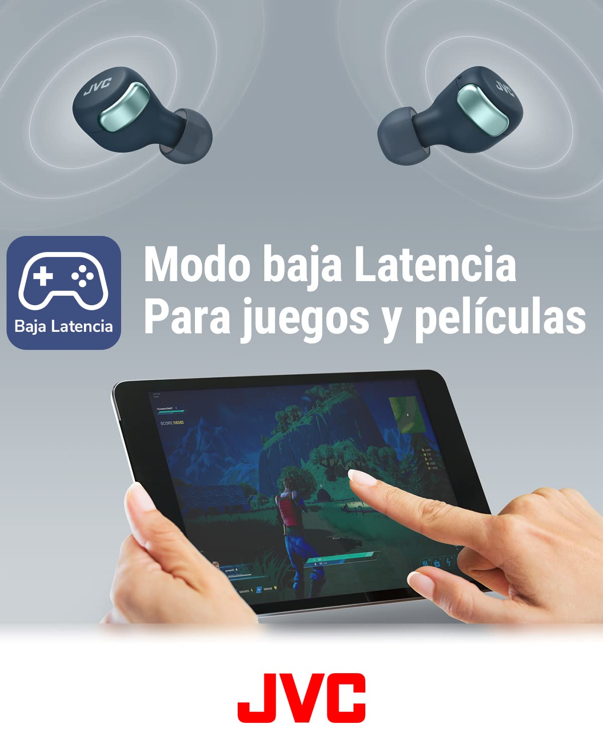 JVC Auriculares Inalámbricos Cancelación de Ruido - Compact True Wireless Earbuds Bluetooth 5.2, Modo Baja Latencia, Batería con 21H de reproducción, Resistencia al Agua (IPX4) HA-Z330T-G (Verde)
