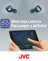 JVC Auriculares Inalámbricos Cancelación de Ruido - Compact True Wireless Earbuds Bluetooth 5.2, Modo Baja Latencia, Batería con 21H de reproducción, Resistencia al Agua (IPX4) HA-Z330T-G (Verde)