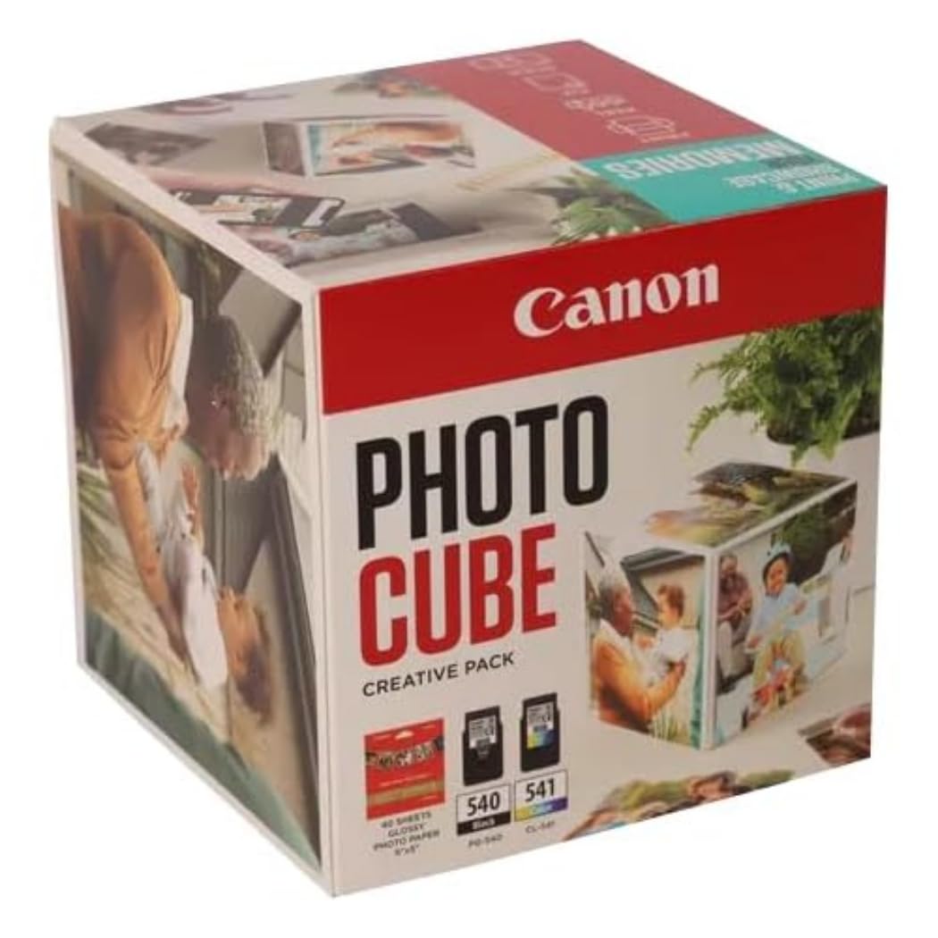 Canon Photo Cube Creative Pack, Incluye Cartucho de Tinta PG-540 y CL-541 + 40 Hojas de Papel Fotográfico Brillo, Compatible con Impresoras de Inyección de Tinta Pixma TS5150 y TS5151, Azul